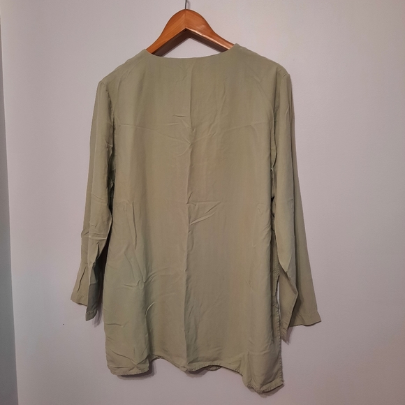 IMAGE 100% Silk VTG Light Green Shirt - Picture 4 of 8